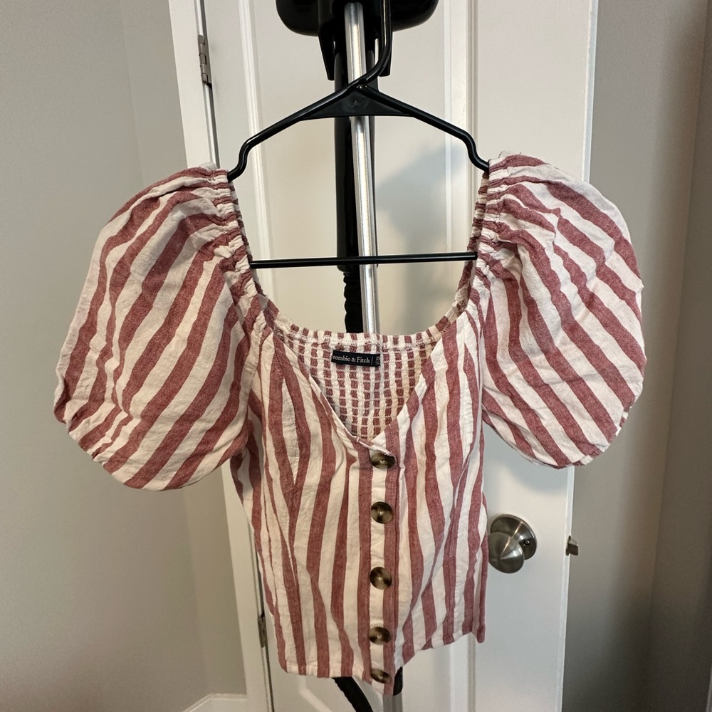 Women’s Striped Linen Blouse - Abercrombie and Fitch XS